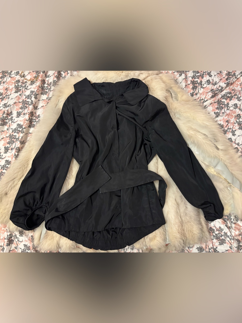 Moncler Inspired Elevated Shiny Raincoat Style Top with Waist Tie